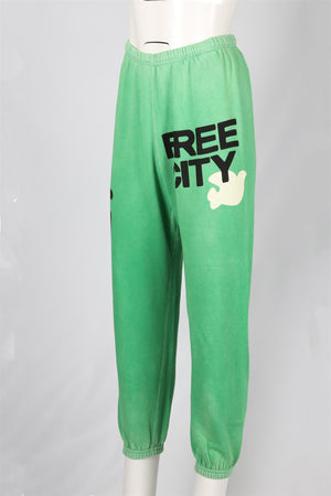 FREE CITY GREEN COTTON TRACK PANTS XSMALL