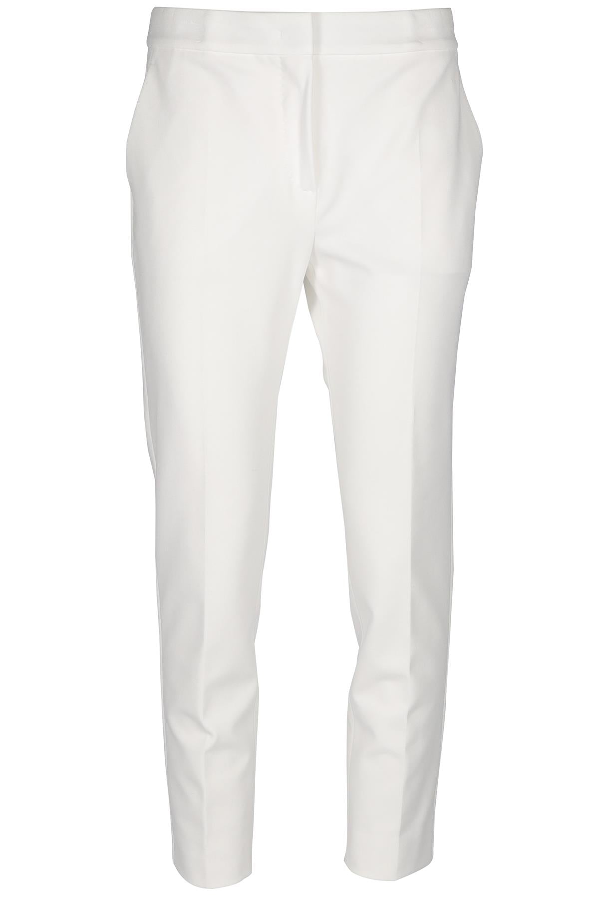 MAX MARA STUDIO WHITE WOVEN STRAIGHT LEG PANTS UK 12