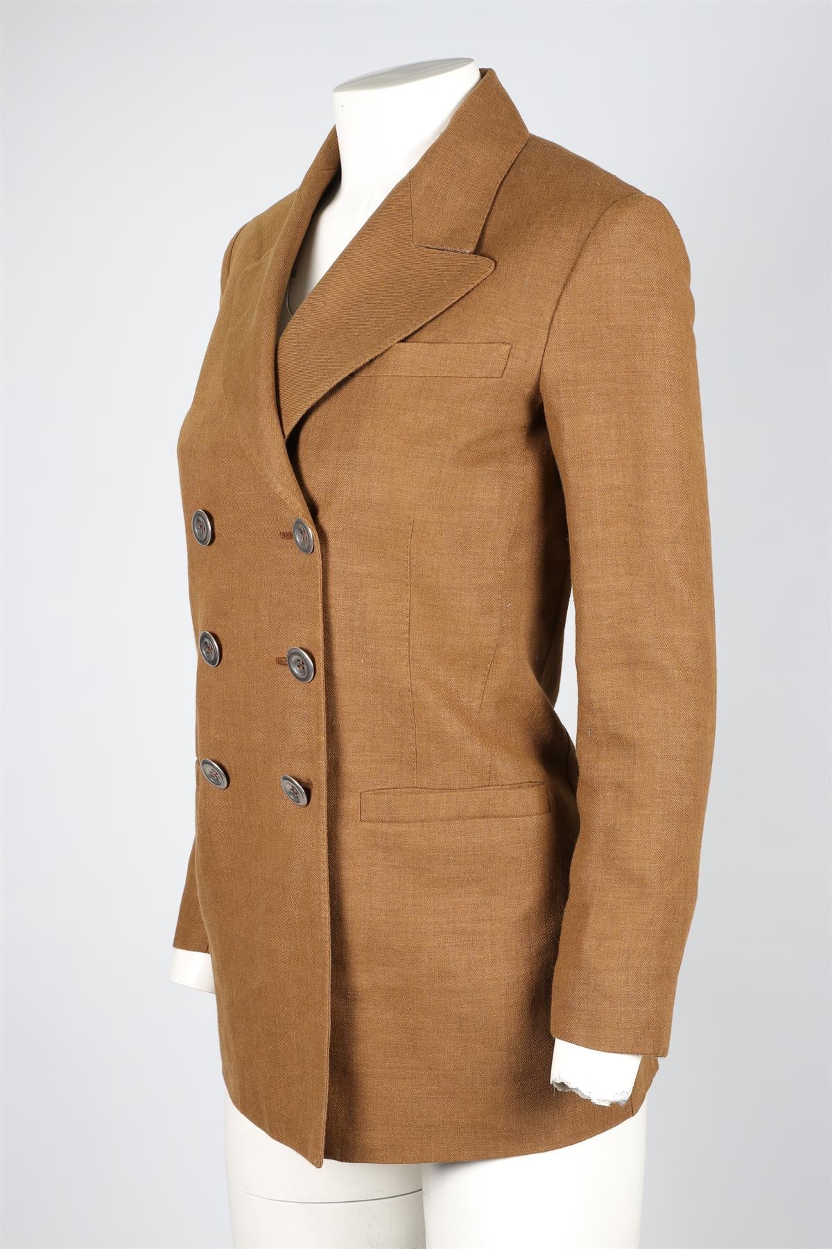 LORO PIANA BROWN LINEN BLAZER IT 36 UK 4