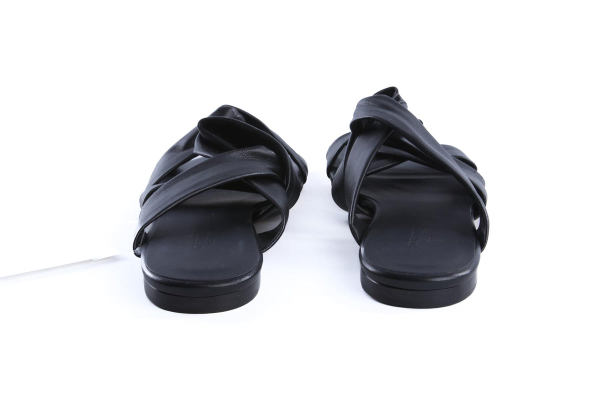 ROSETTA GETTY BLACK LEATHER SANDALS EU 39 UK 6 US 9