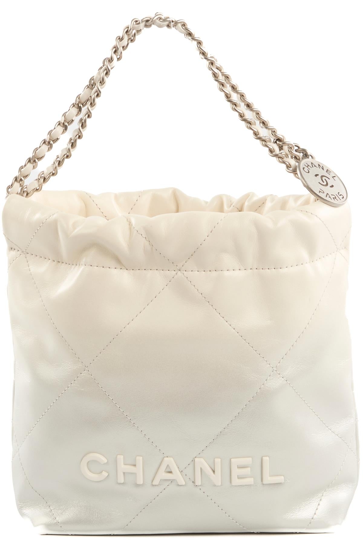 CHANEL 2023 WHITE 22 MINI QUILTED LEATHER SHOULDER BAG
