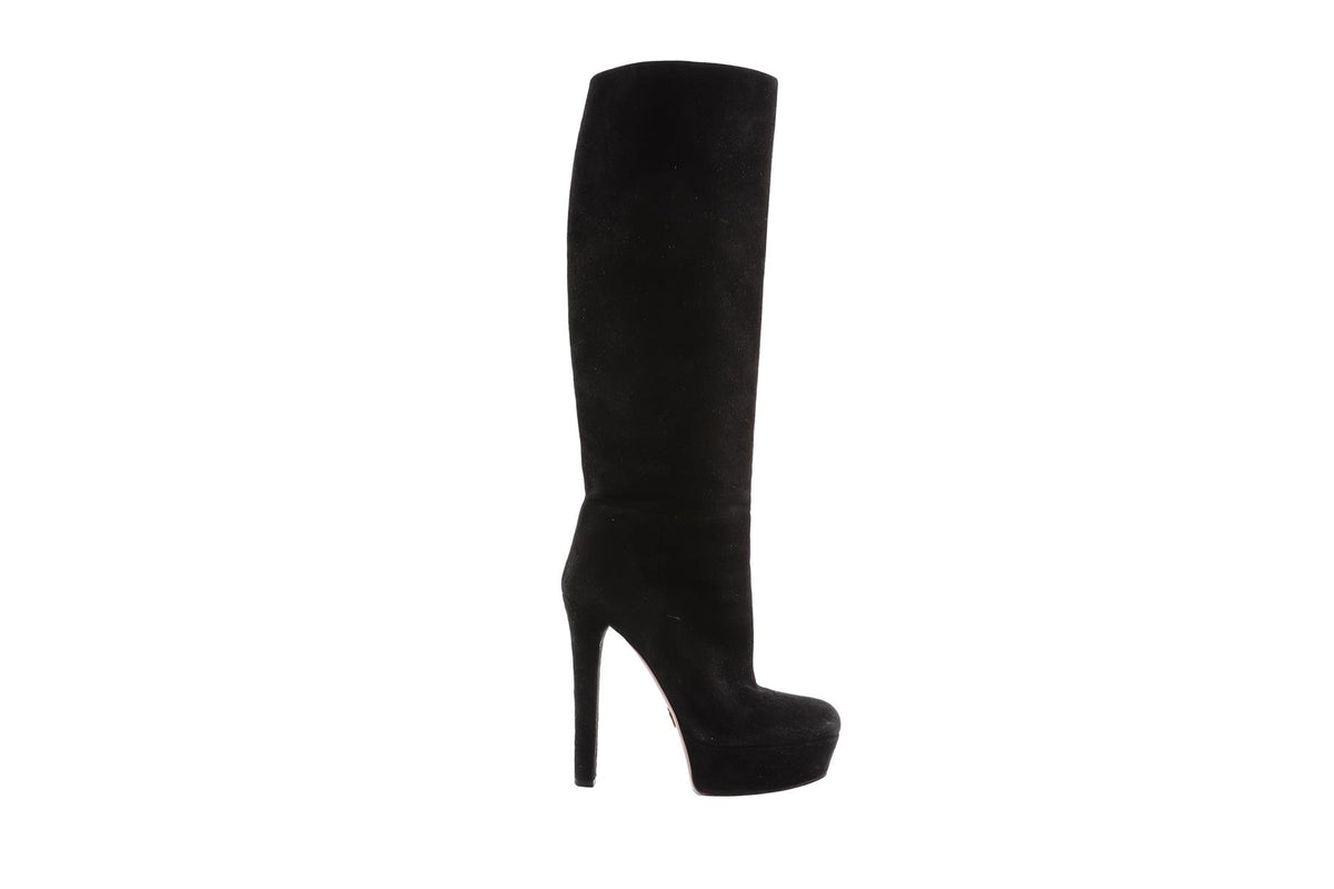 GUCCI BLACK SUEDE KNEE HIGH BOOTS EU 40 UK 7 US 10