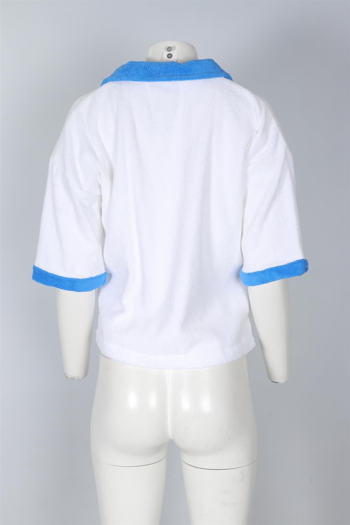 TERRY TOWELLING WHITE COTTON SHIRT SMALL/MEDIUM