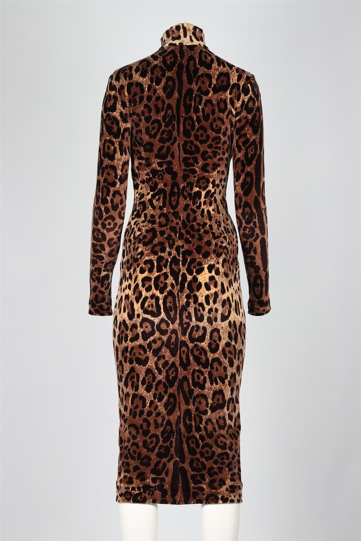 DOLCE & GABANNA BROWN VELVET MIDI DRESS IT 40 UK 8