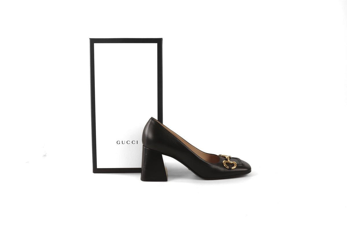 GUCCI BLACK HORSEBIT LEATHER PUMPS EU 39 UK 6 US 9