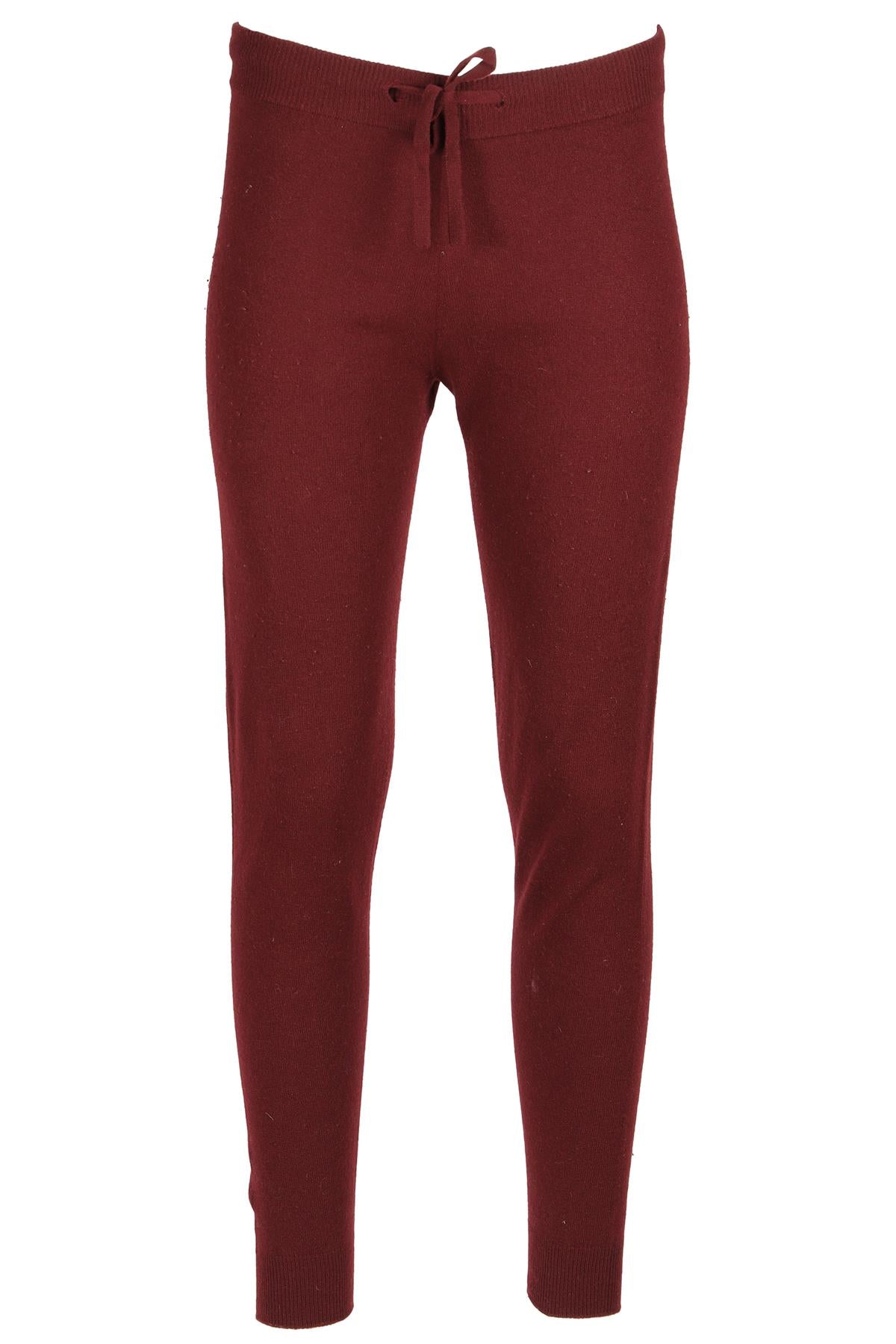 HARROD OF LONDON RED CASHMERE TRACK PANTS SMALL