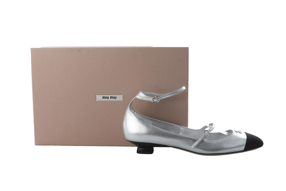Miu Miu Silver Mordoré Leather Pumps EU 40 UK 6 US 7