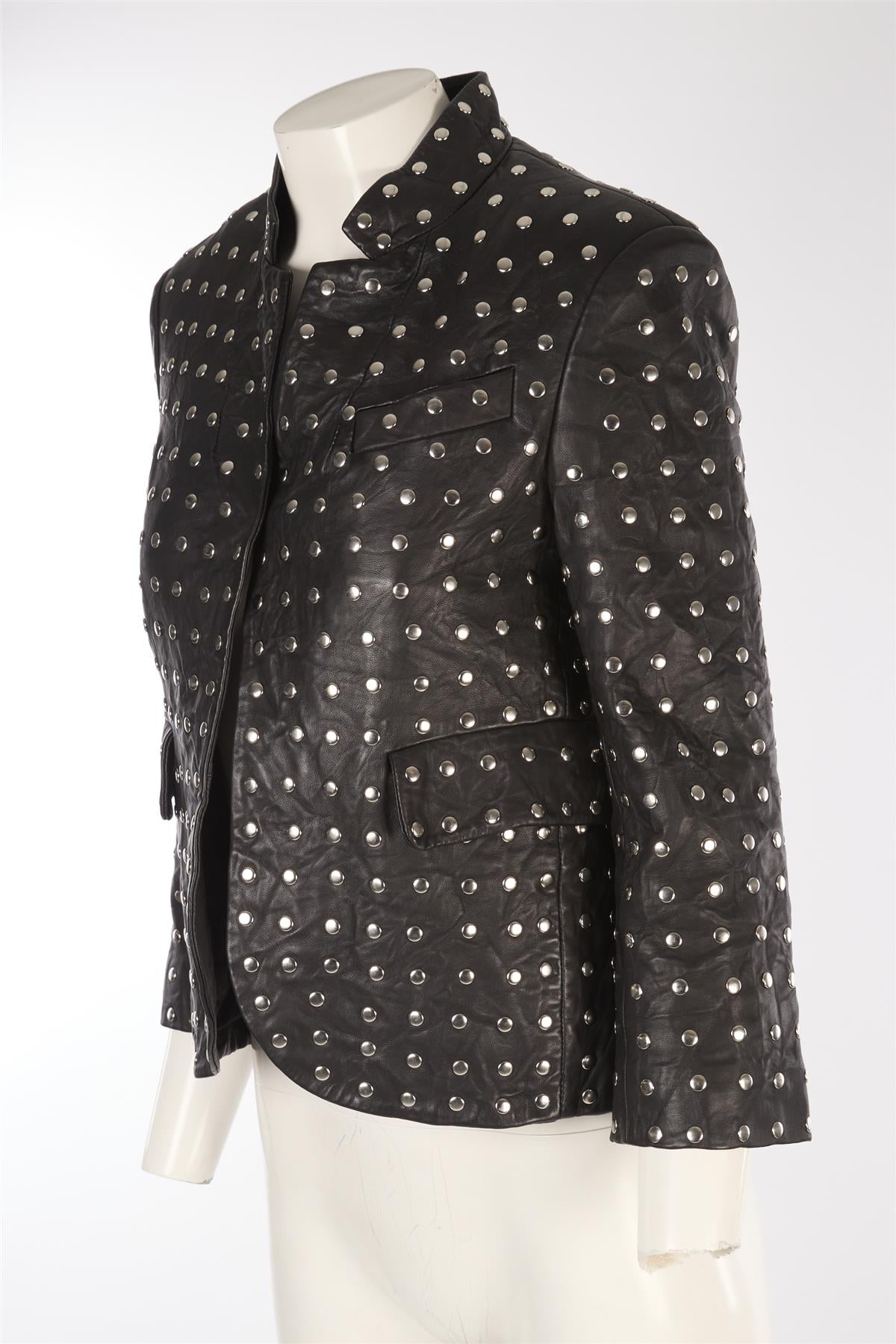 ZADIG & VOLTAIRE BLACK LEATHER BLAZER FR 36 UK 8
