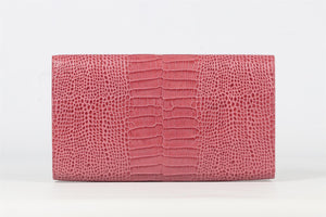 SMYTHSON OF BOND STREET PINK CROC EFFECT LEATHER TRAVEL WALLET