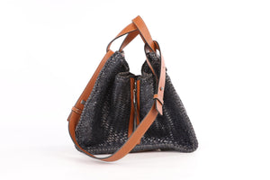 LOEWE NAVY HAMMOCK MEDIUM LEATHER TOTE BAG