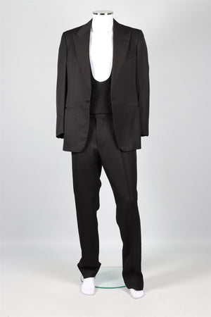 TOM FORD BLACK WOOL THREE PIECE TUXEDO IT 48 UK 38