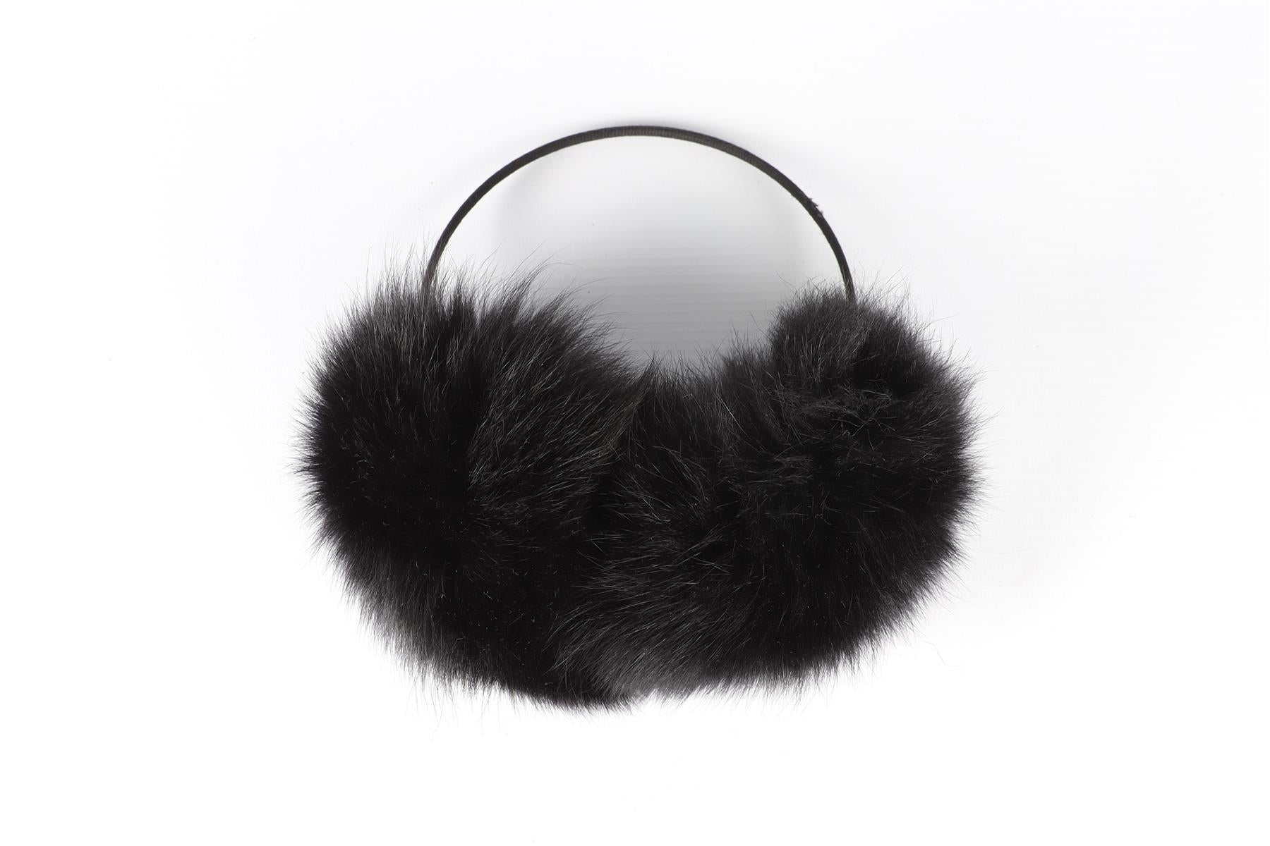 BRYAN BOY FOR ADRIENNE LANDAU BLACK FUR EAR MUFFS