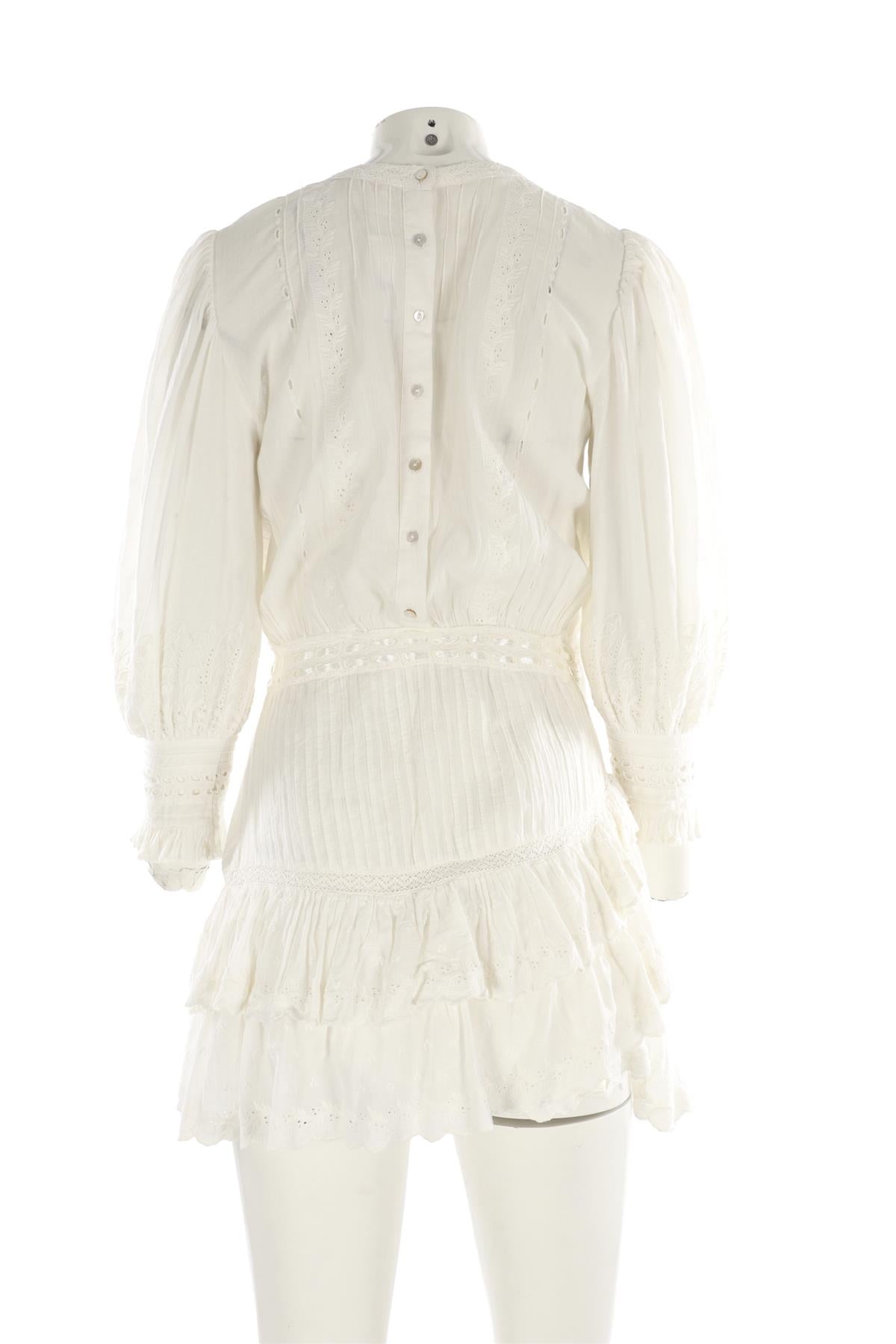 LOVESHACKFANCY WHITE COTTON MINI DRESS XSMALL