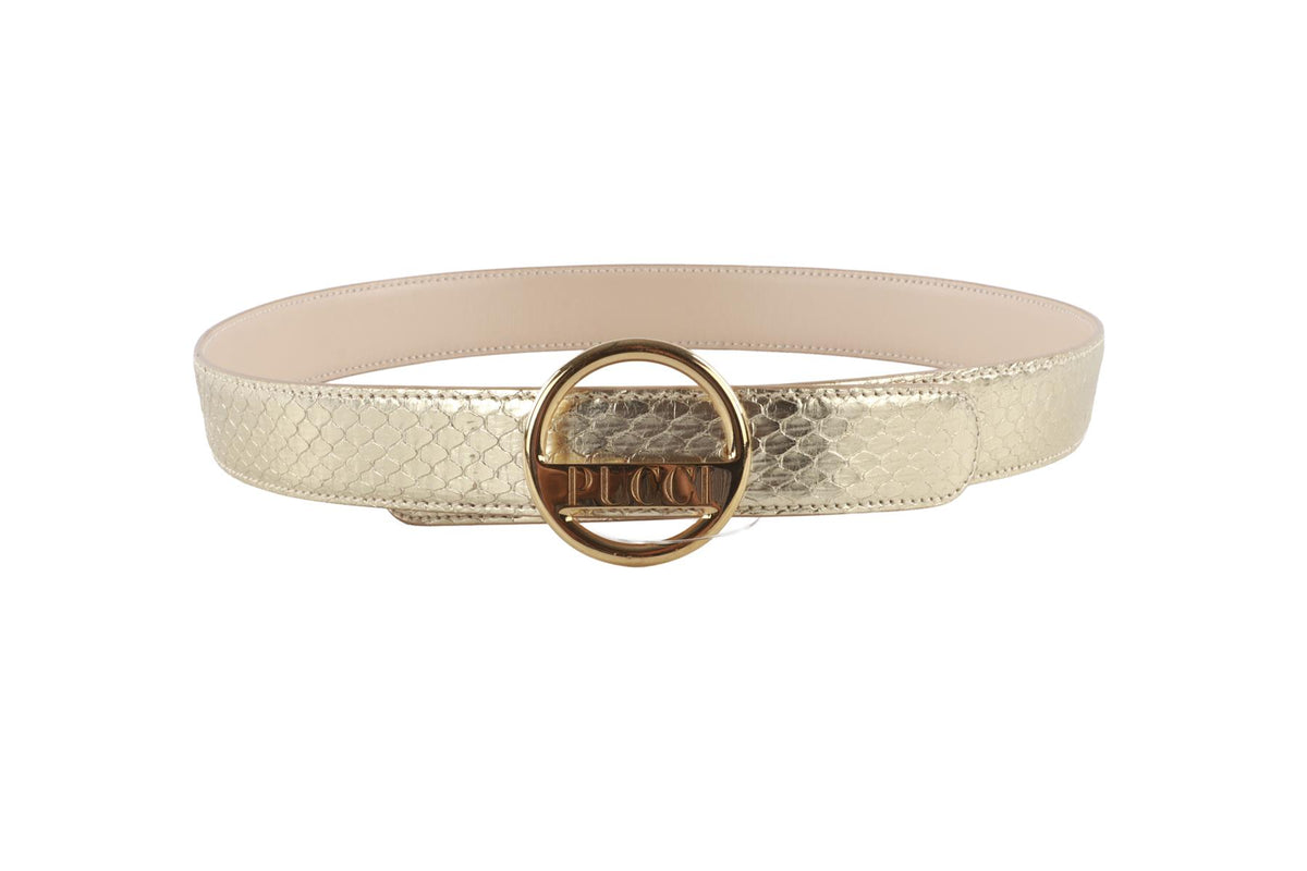 EMILIO PUCCI GOLD LEATHER WAIST BELT SMALL