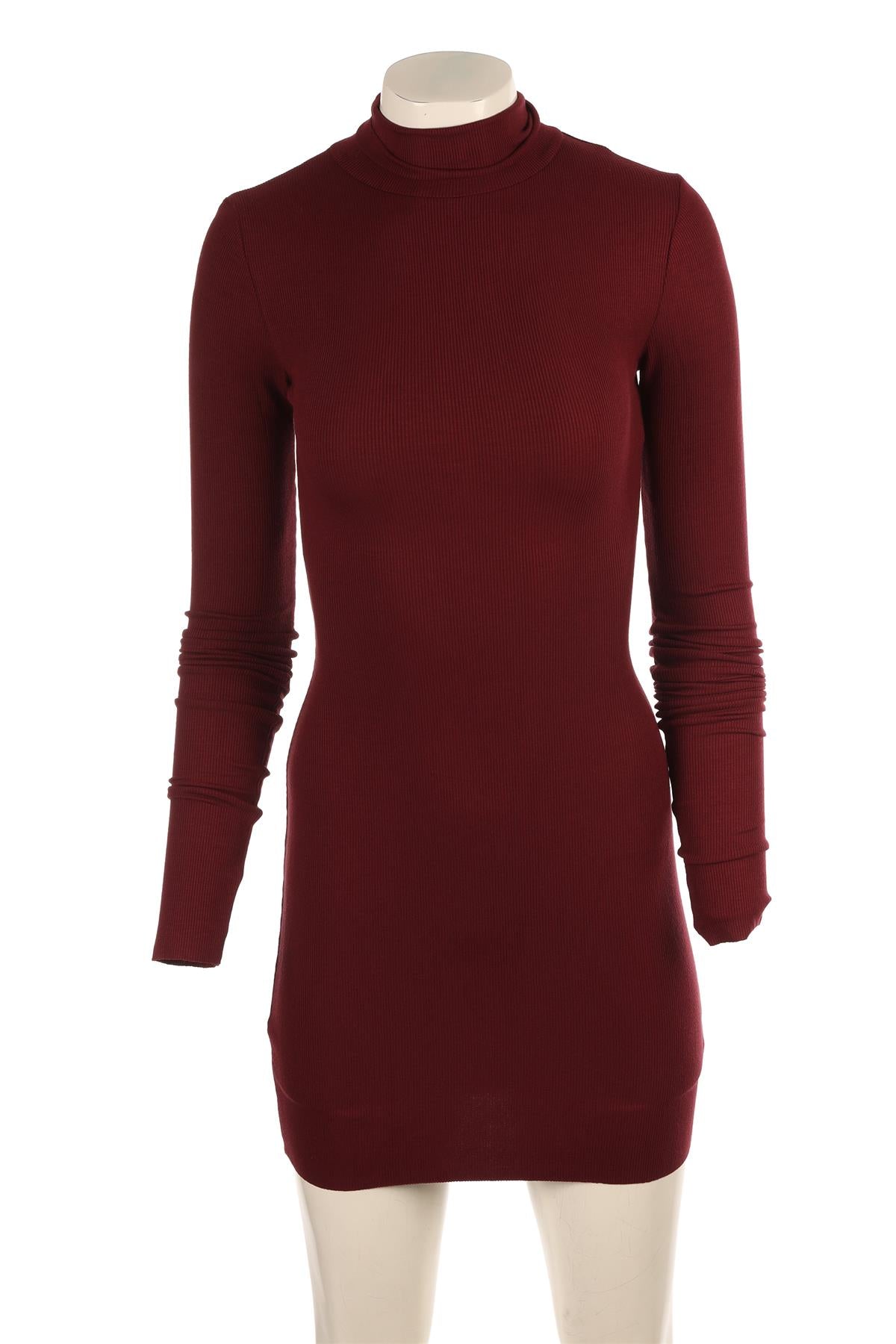 ETERNE BURGUNDY COTTON MINI DRESS SMALL