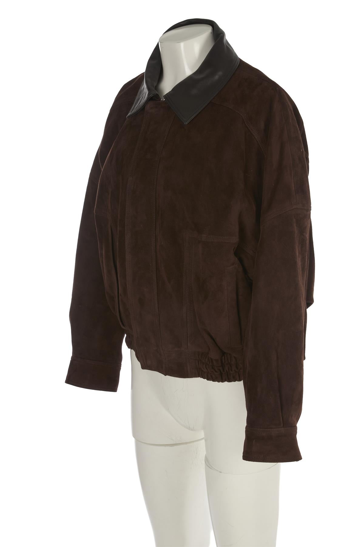 NOUR HAMMOUR BROWN SUEDE JACKET MEDIUM