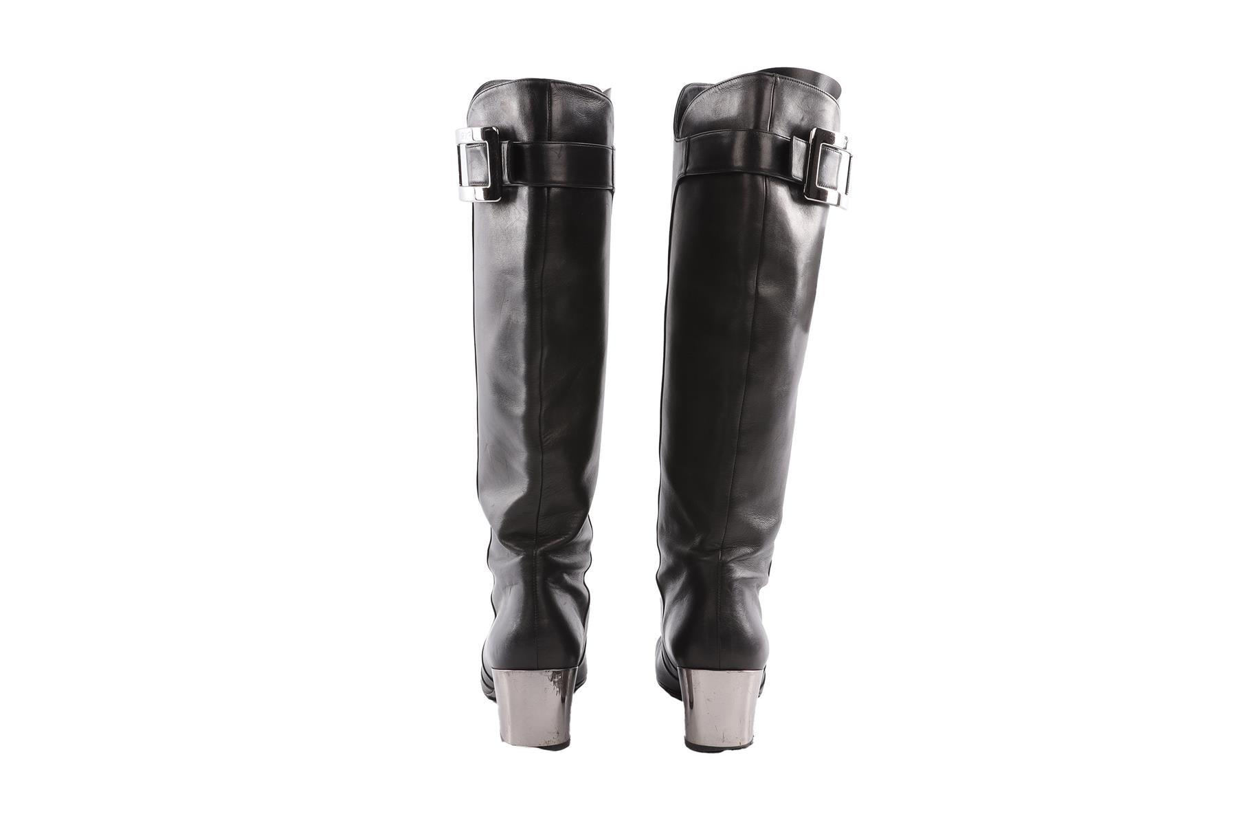 ROGER VIVIER BLACK KNEE HIGH BOOTS EU 37.5