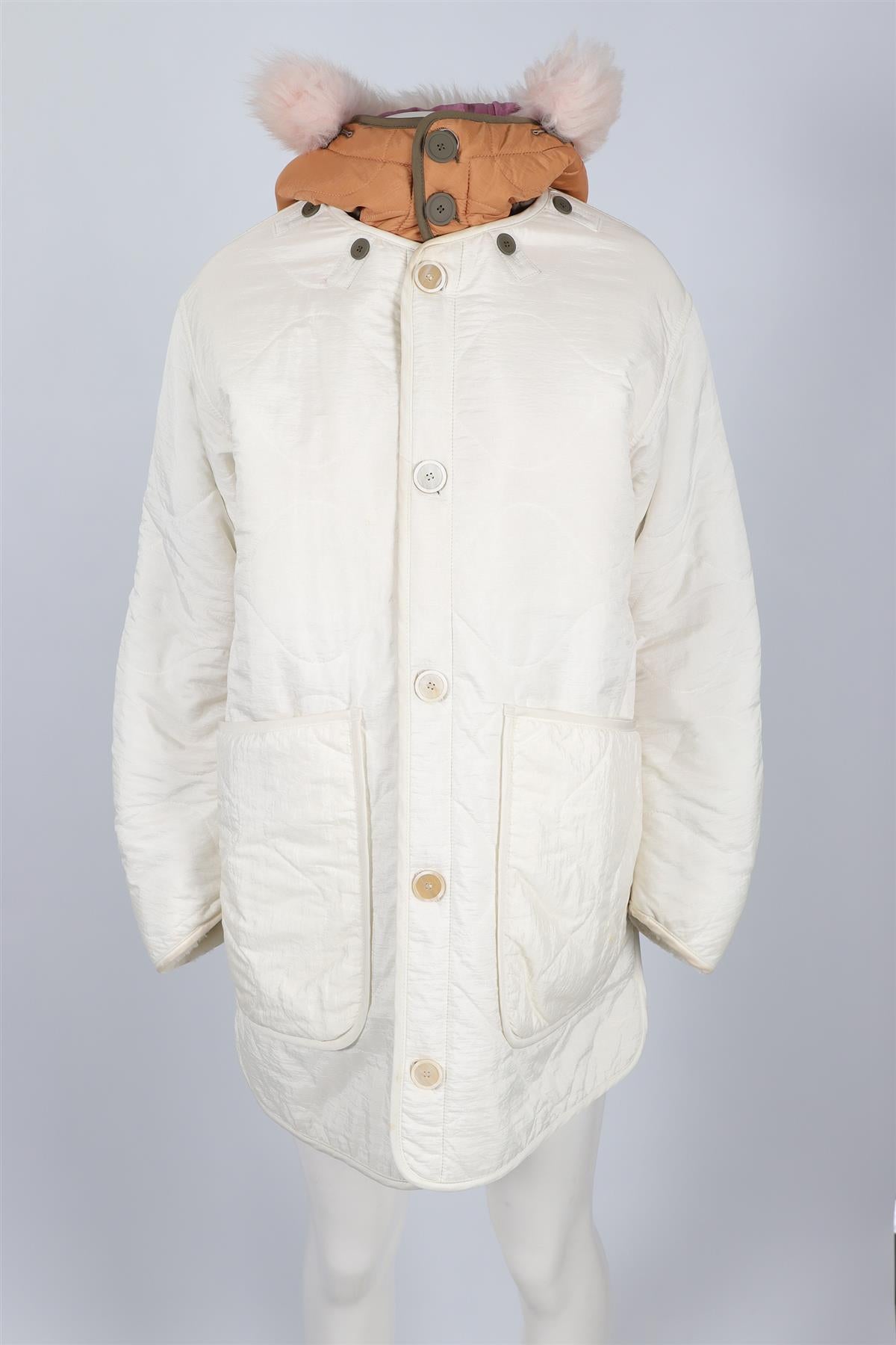 MARFA STANCE WHITE SHEARLING AND SHELL COAT SMALL