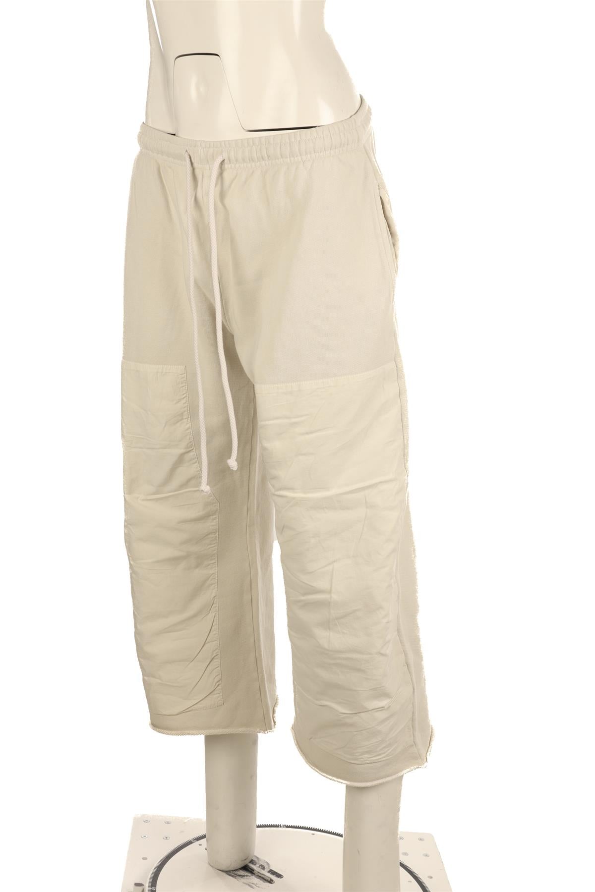LESET ECRU COTTON WIDE LEG PANTS SMALL