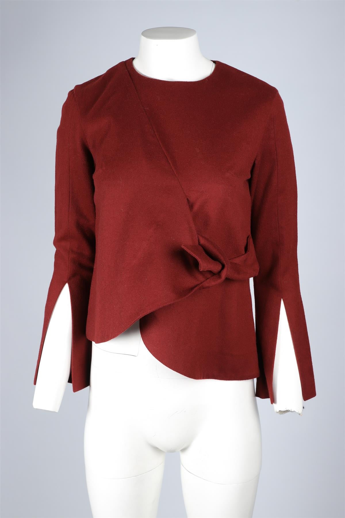 EUDON CHOI BURGANDY WOOL TOP IT 40 UK 8