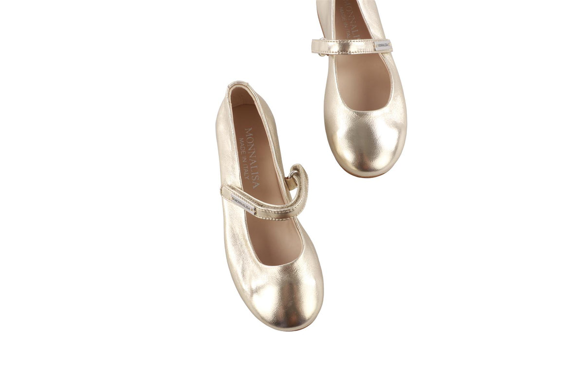 MONNALISA GOLD KIDS GIRLS BALLET FLATS EU 29 UK 11 US 12