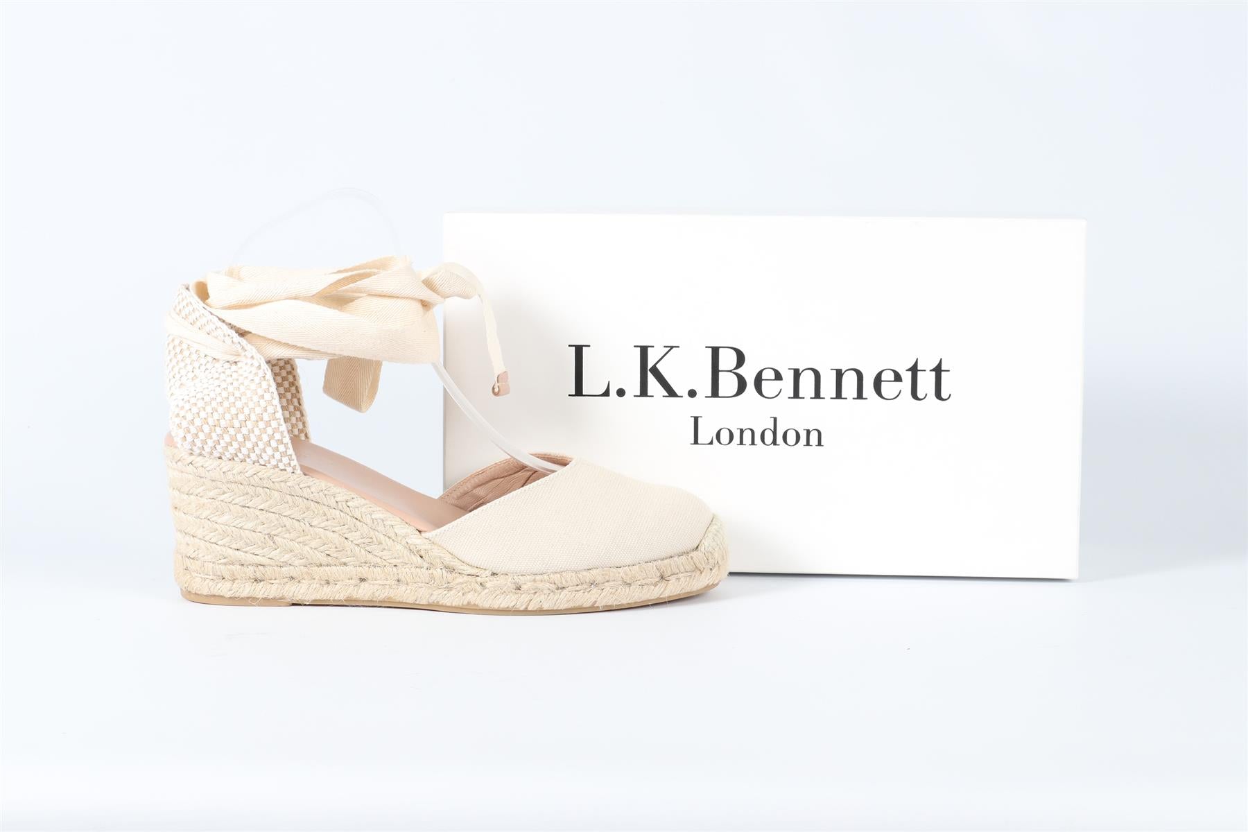 L.K.BENNETT BEIGE CANVAS WEDGE ESPADRILLES EU 39 UK 6 US 9