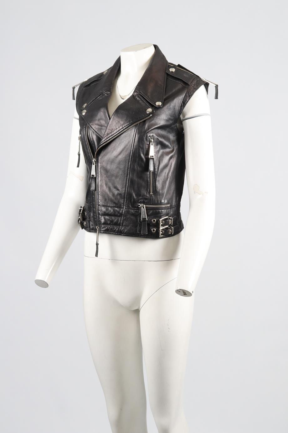 PHILIPP PLEIN LACE AND LEATHER GILET MEDIUM