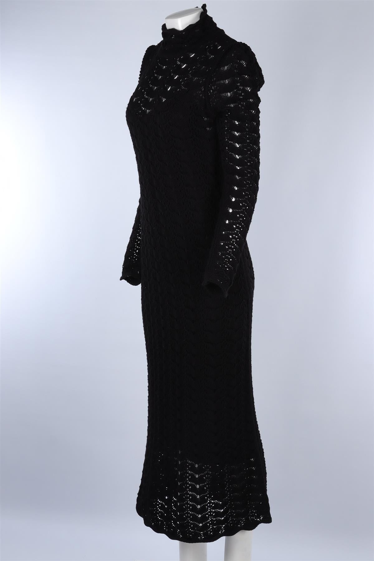 ZIMMERMANN BLACK CROCHET MAXI DRESS UK 14