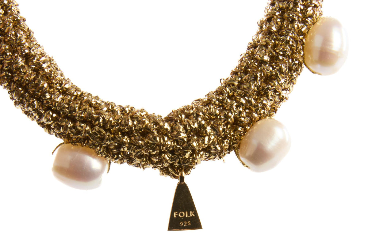 LUCY FOLK GOLD PEARL DIVER BRACELET