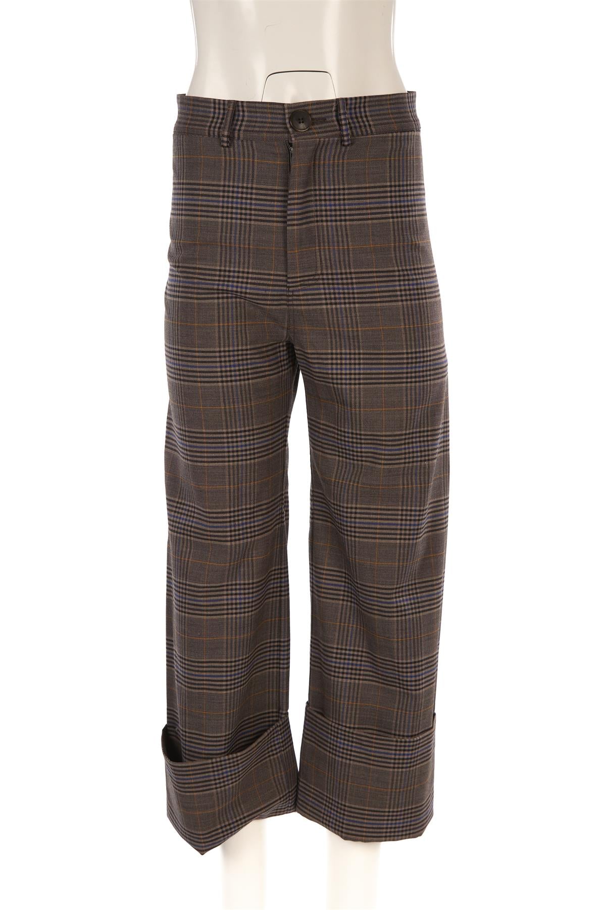 SEA GREY WOOL WIDE LEG PANTS US 4 UK 8