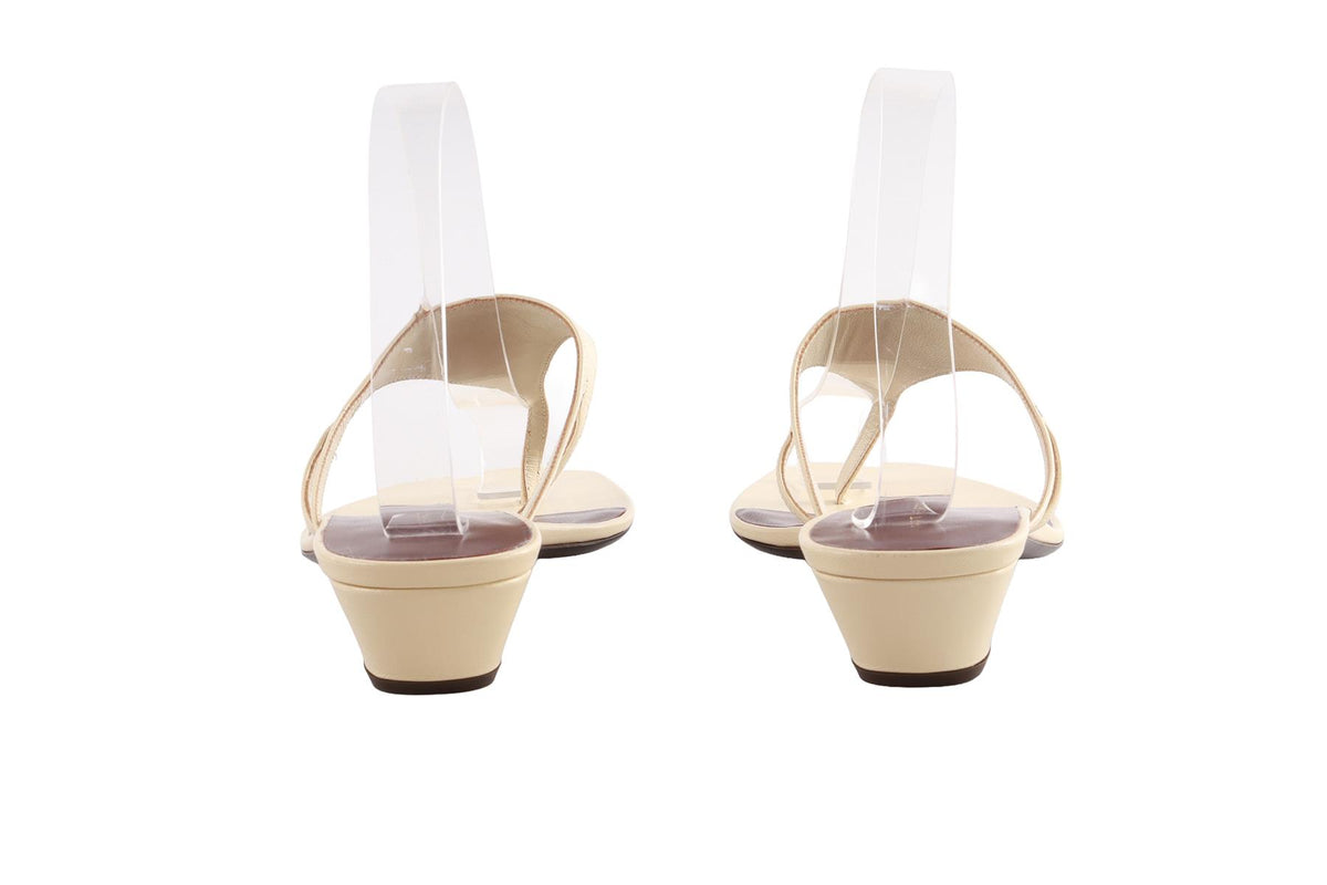 CREAM LEATHER THONG SANDALS