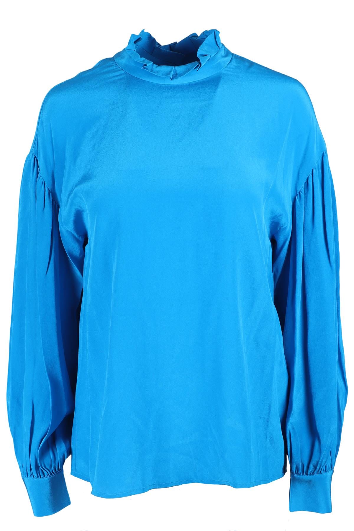 L.K. BENNETT BLUE SILK SHIRT UK 10