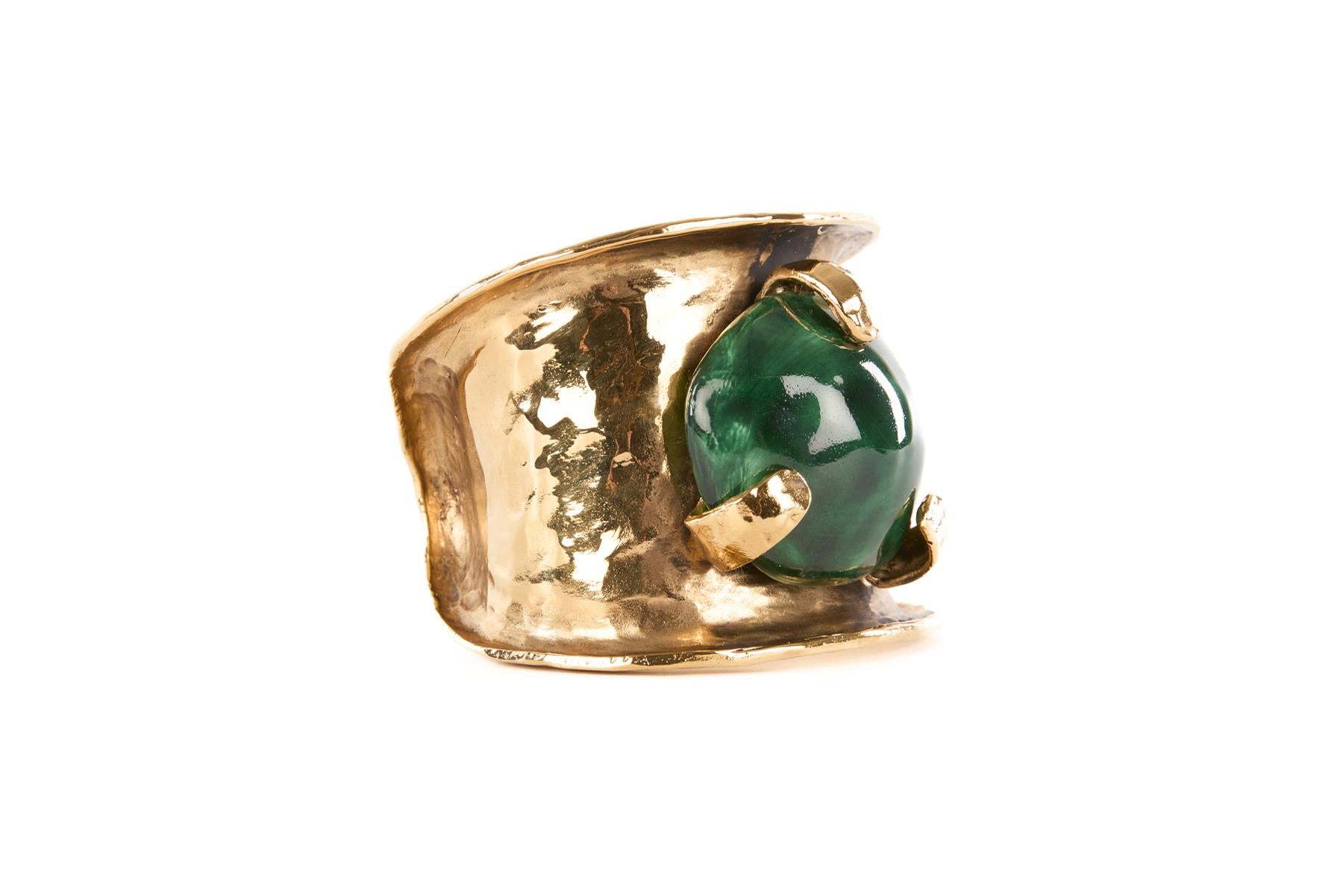 SAINT LAURENT GOLD METAL CUFF ONE SIZE