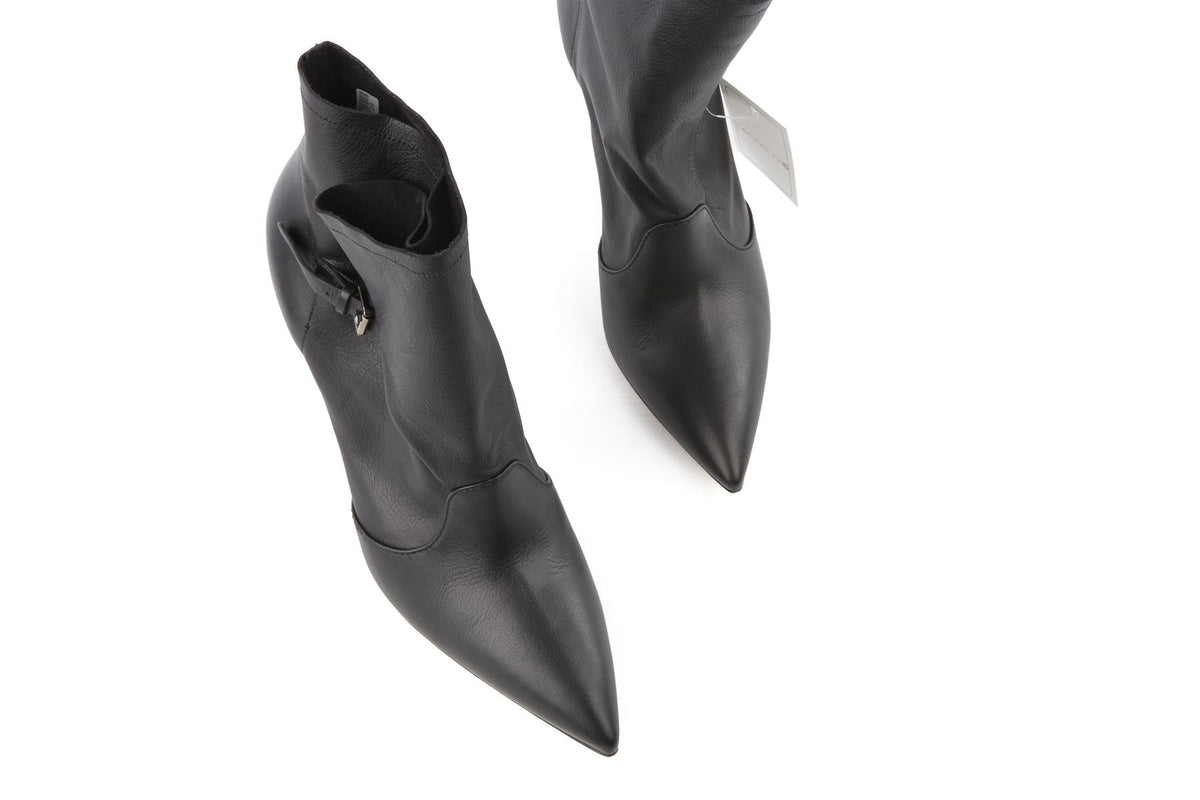 CASADEI BLACK LEATHER ANKLE BOOTS EU 39 UK 6 US 9