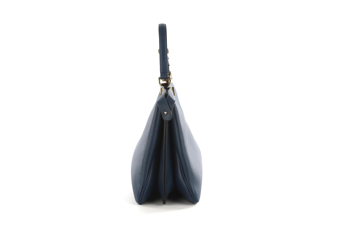 FENDI BLUE PEEKABOO SOFT LARGE LEATHER TOTE BAG