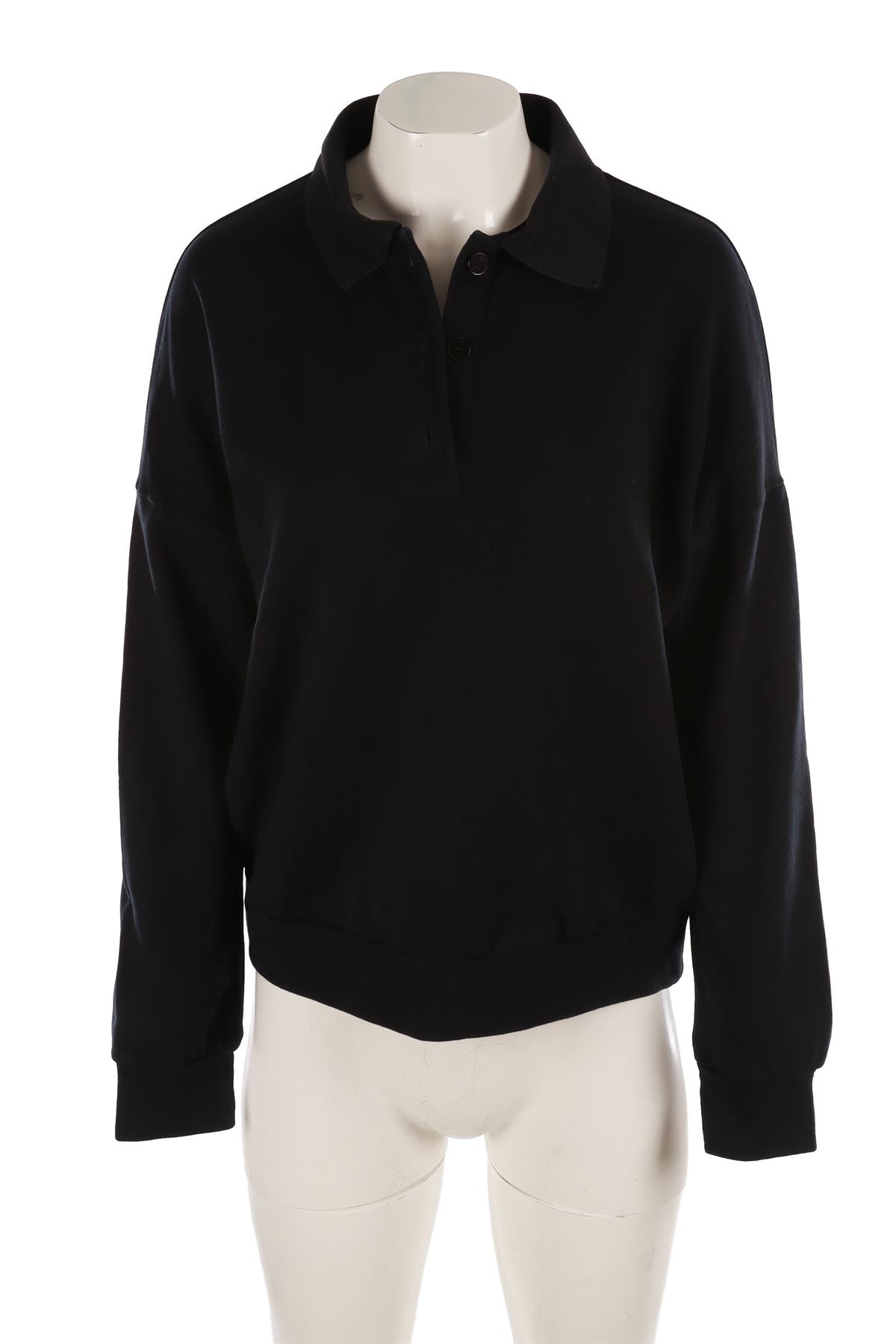 THE ROW NAVY COTTON POLO SWEATSHIRT XSMALL