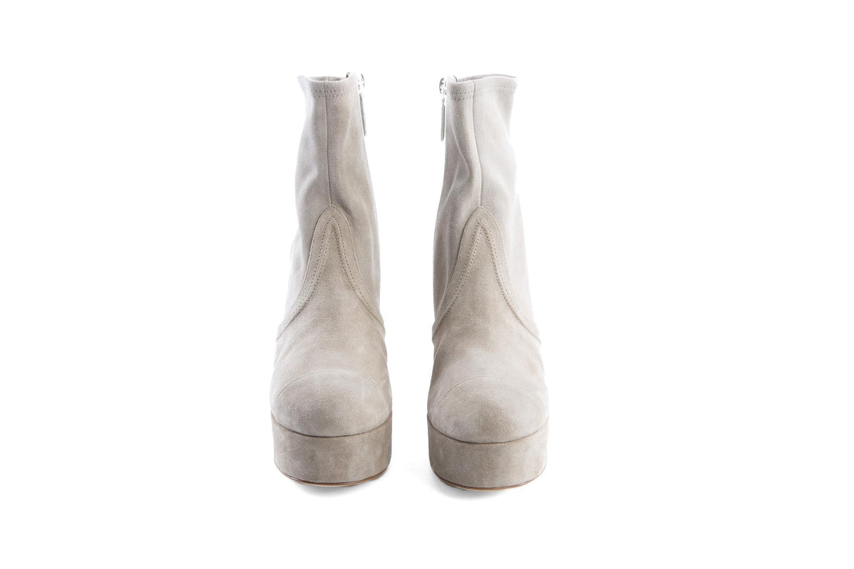 CHANEL GREY 2024 SUEDE PLATFORM ANKLE BOOTS EU 40 UK 7 US 10
