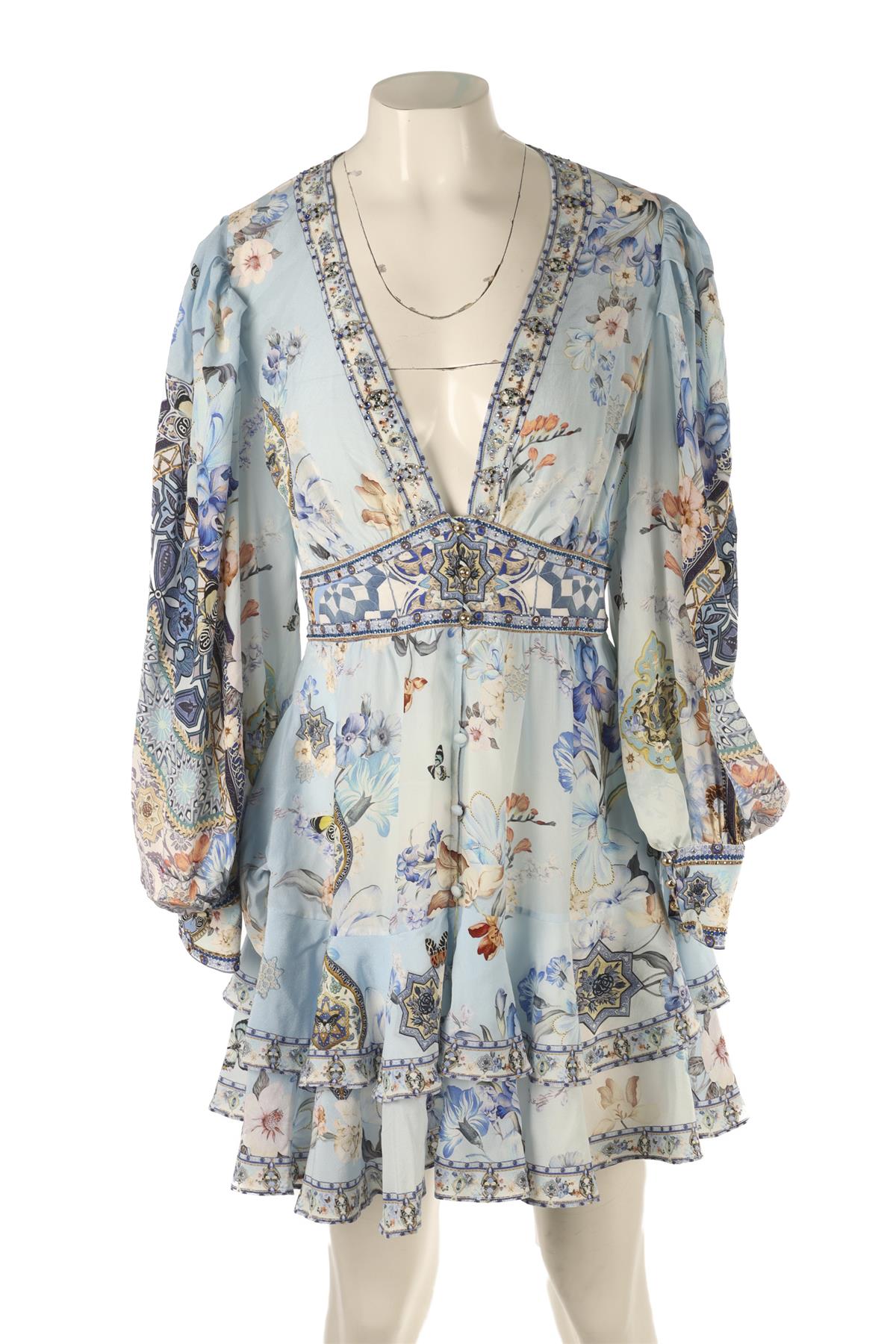 CAMILLA BLUE SILK MINI DRESS MEDIUM