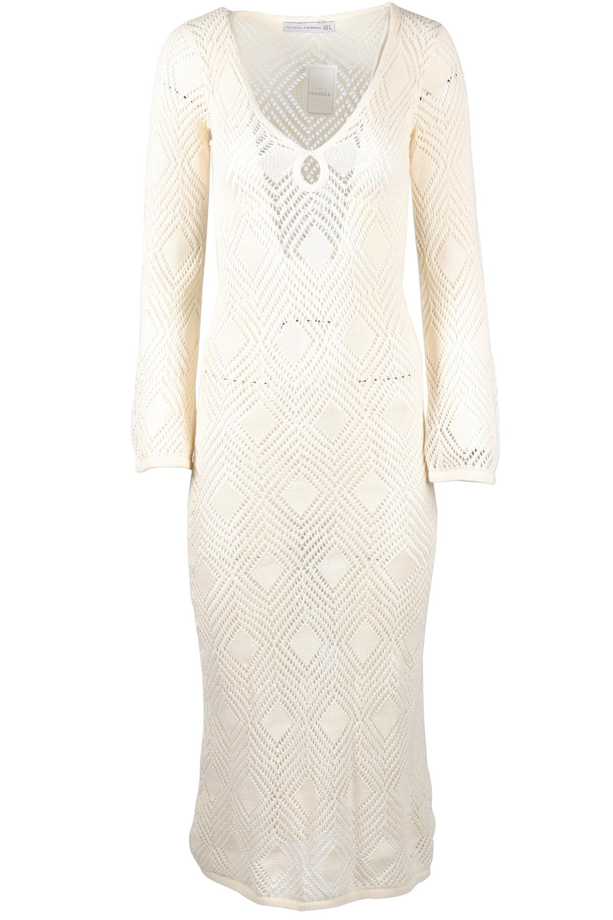 FAITHFULL THE BRAND BEIGE KNIT MAXI DRESS XSMALL