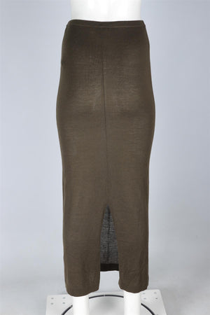 ETERNE KHAKI CASHMERE MAXI SKIRT XS-SMALL