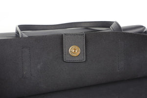 SAINT LAURENT NAVY SHOPPING E/W LEATHER TOTE BAG