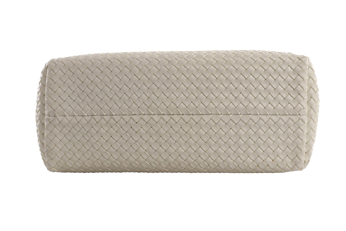 BOTTEGA VENETA WHITE CABAT MEDIUM INTRECCIATO LEATHER TOTE BAG