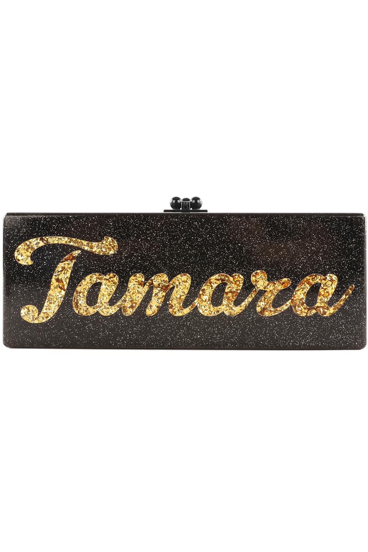 EDIE PARKER BLACK ACRYLIC CLUTCH