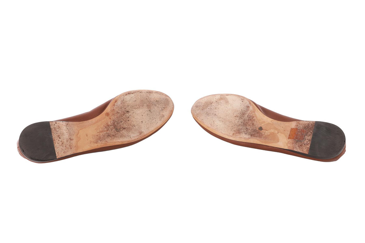 THE ROW BROWN LEATHER BALLET FLATS EU 39 UK 6 US 9