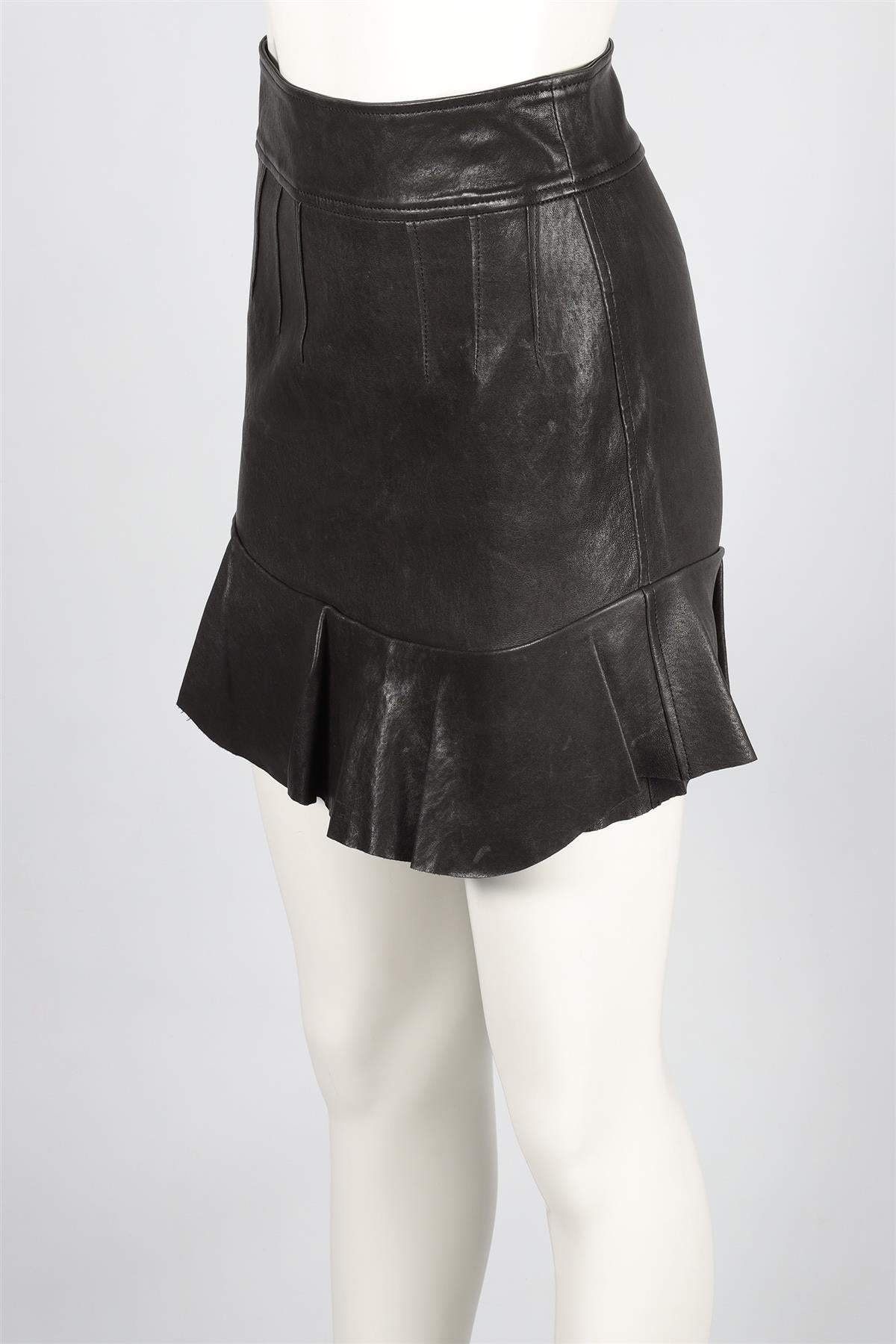 ISABEL MARANT BLACK LEATHER MINI SKIRT FR 36 UK 8