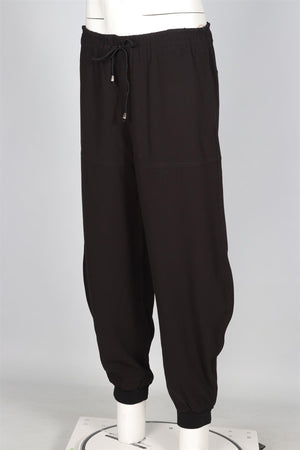CHLOÉ BLACK CREPE TAPERED TROUSERS FR 40 UK 12
