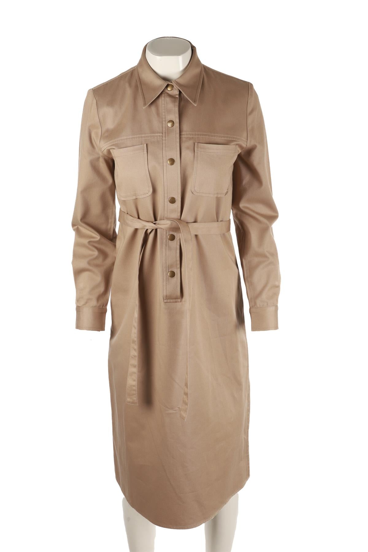 NILI LOTAN BROWN COTTON MIDI DRESS SMALL