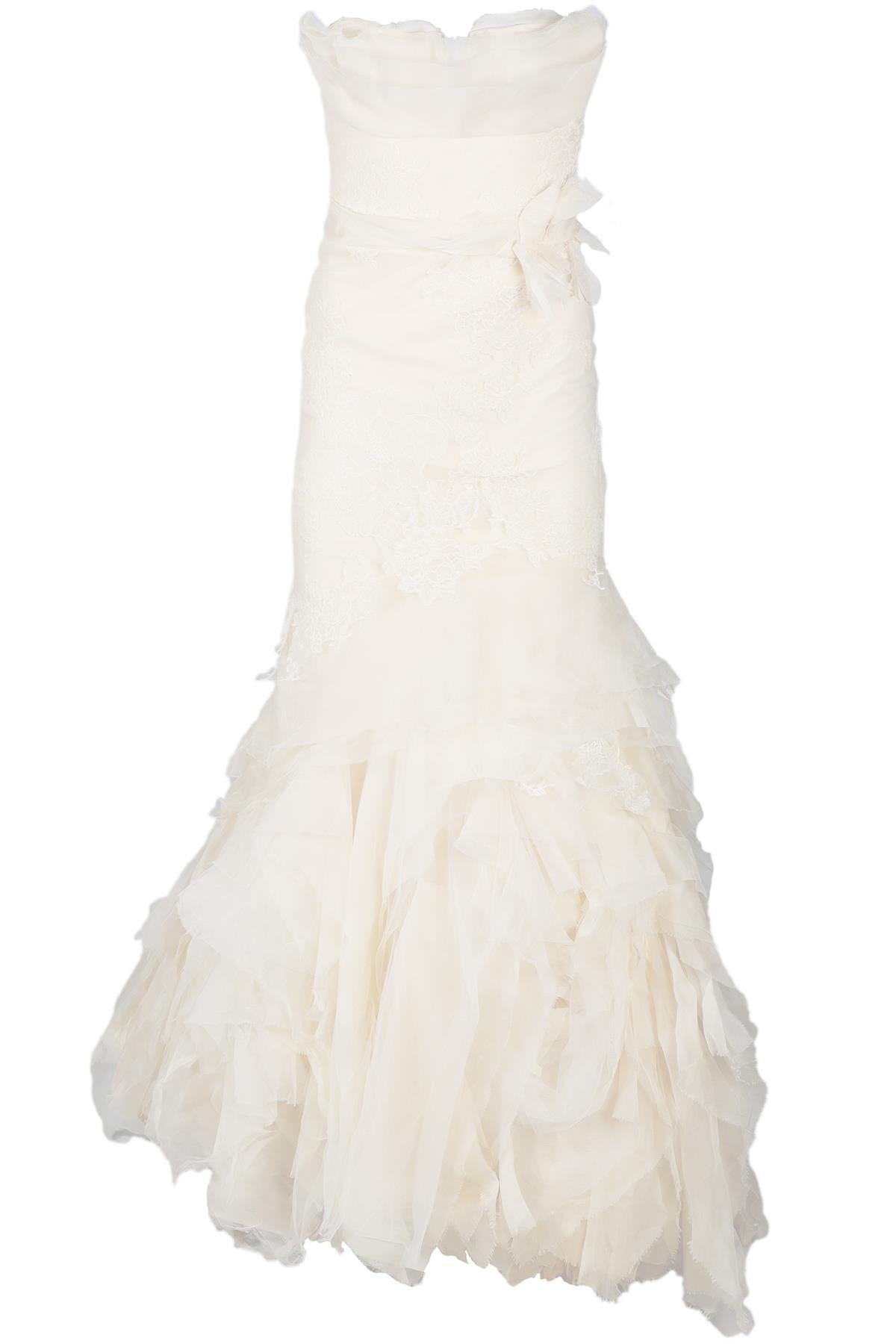 VERA WANG IVORY LACE WEDDING DRESS AND VEIL US 2 UK 6