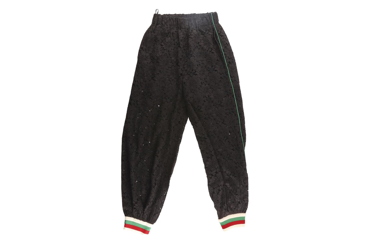 GUCCI BLACK LACE TRACK PANTS IT 36 UK 4