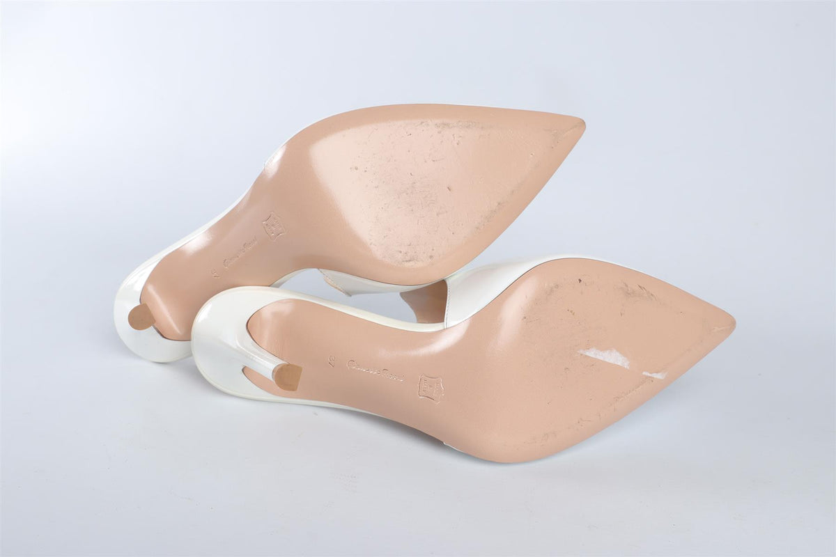 GIANVITO ROSSI WHITE PATENT LEATHER MULES EU 37 UK 4 US 7